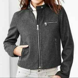 Gap Recycled Wool Charcoal Grey  Zip Biker Jacket Size Small